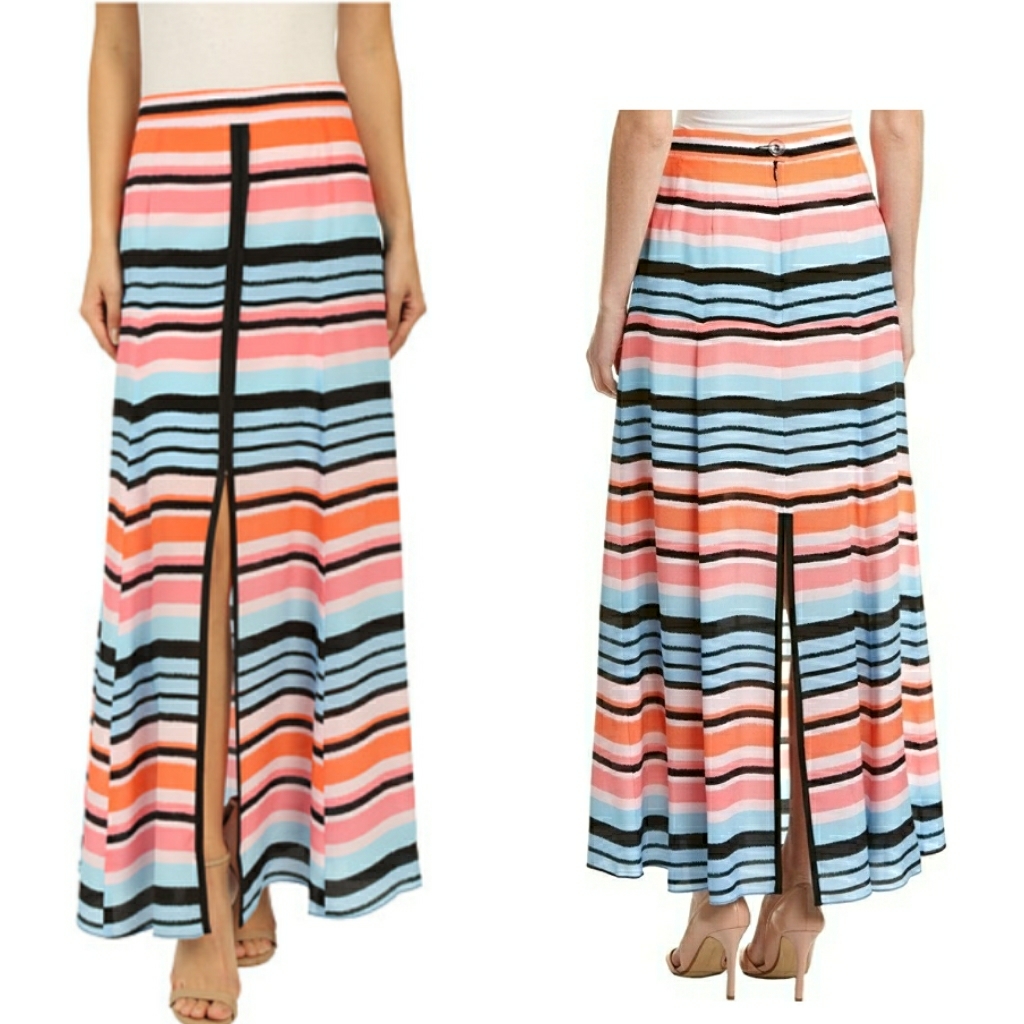 Nwt Nanette Lepore Striped Maxi Slip Skirt